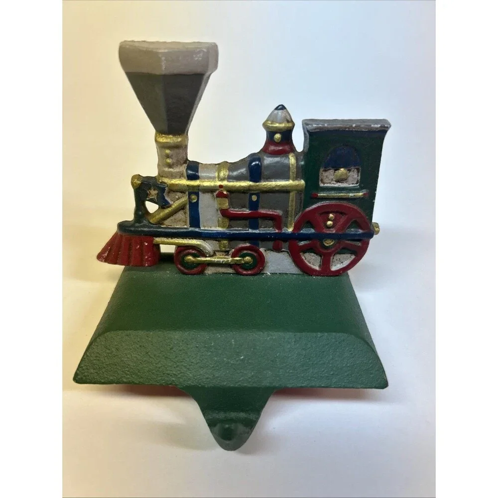 Vintage Midwest of cannon falls cast iron Christmas train stocking hanger Engine